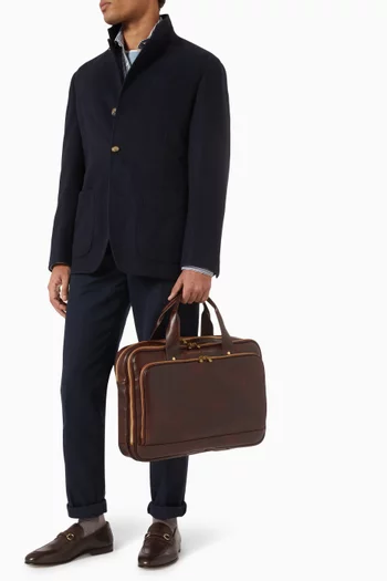 Zipper Briefcase in Calfskin Leather