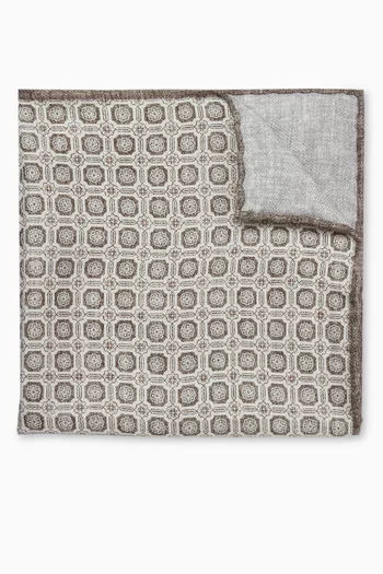 Geometric-print Pocket Square in Silk