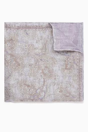 Paisley Pocket Square in Linen-silk Blend