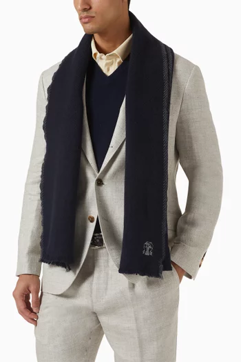 Logo-embroidered Scarf in Cashmere
