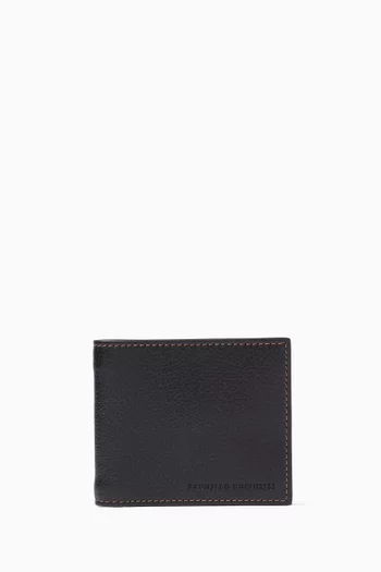 Contrast-stitch Wallet in Grained Calfskin