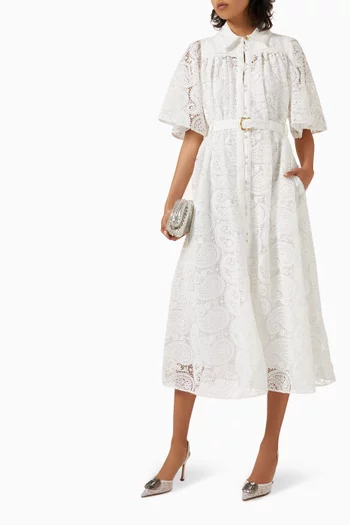 Laicey Paisley Belted Midi Dress