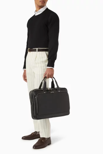 Zip Briefcase in Grained Calfskin
