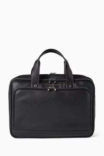 Zip Briefcase in Grained Calfskin