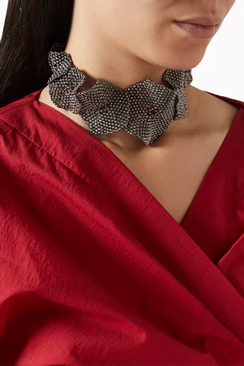 Sculptured Flower Choker Necklace in Sterling Silver