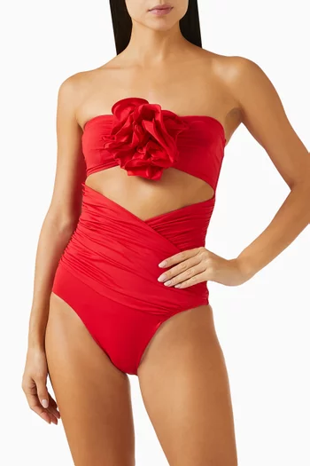 Rose Strapless One-piece Swimsuit