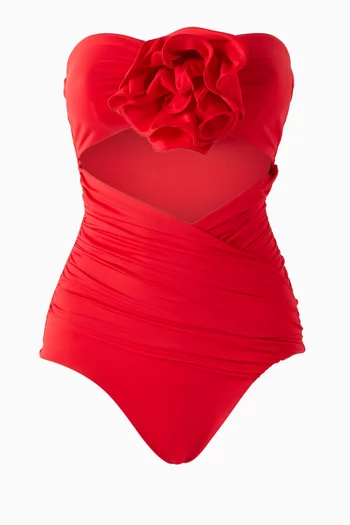 Rose Strapless One-piece Swimsuit