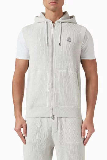 Hooded Vest in Cotton Knit
