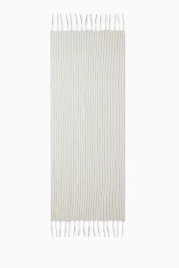 Striped Double-knit Scarf in Wool-linen Blend