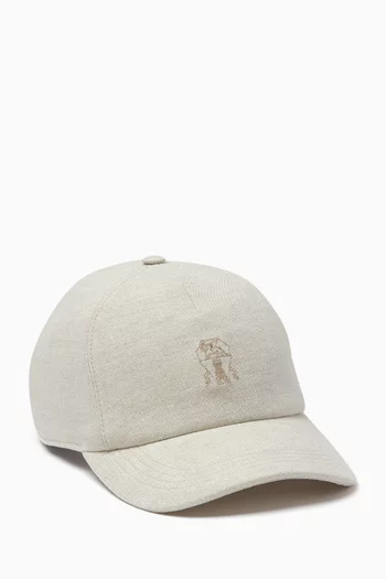 Logo-embroidered Baseball Cap in Linen-blend