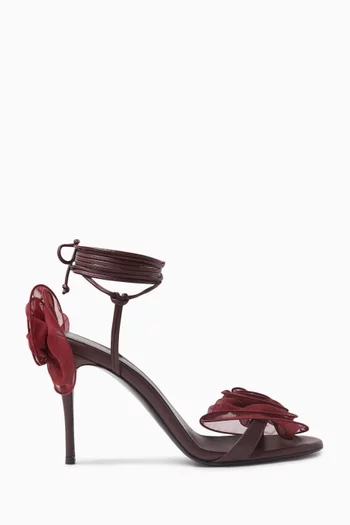 Double Flower 90 Strappy Sandals in Nappa Leather