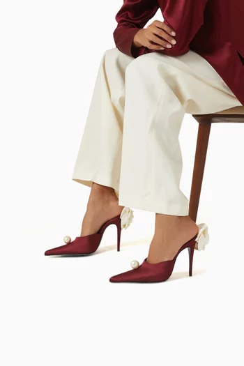 Pointed 110 Flower Mules in Satin