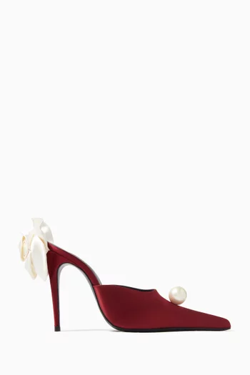 Pointed 110 Flower Mules in Satin