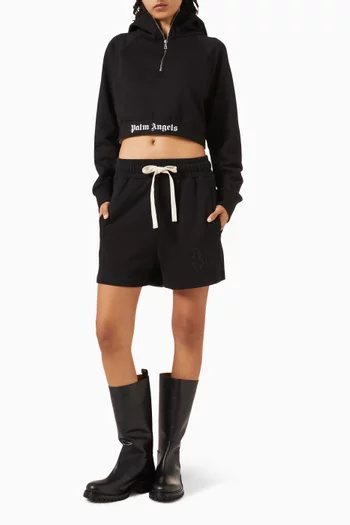 Logo Crop Hoodie in Cotton