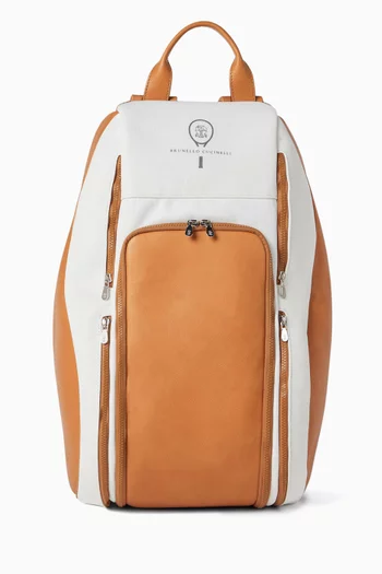 Padel Backpack in Leather & Techno Fabric