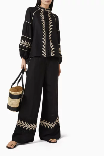 Palm Nirvana Wide-leg Pants in Linen-blend