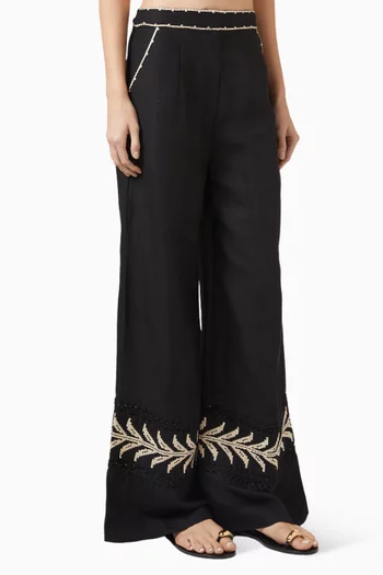 Palm Nirvana Wide-leg Pants in Linen-blend
