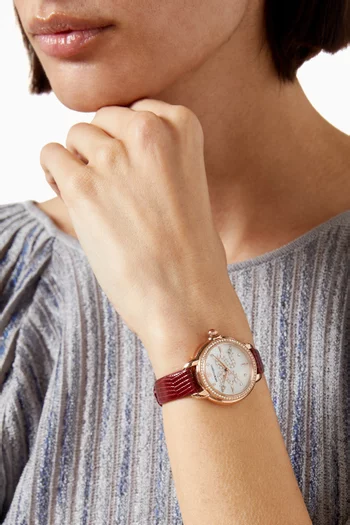 Mia Quartz Stainless Steel & Leather Watch, 32mm