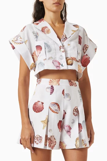 Guayaba Cropped Shirt in Linen