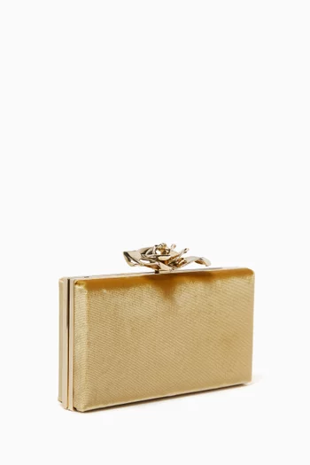 Frame Flower Minaudiere Clutch in Satin