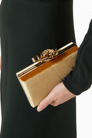 Frame Flower Minaudiere Clutch in Satin