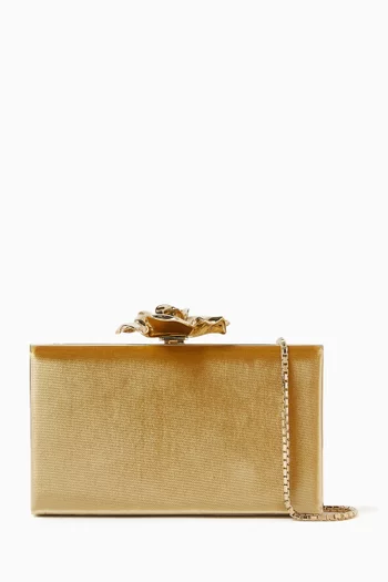 Frame Flower Minaudiere Clutch in Satin