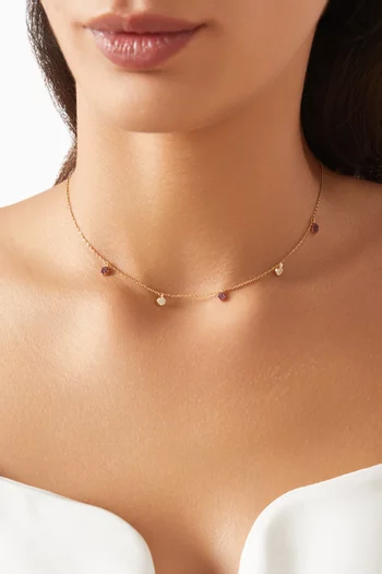 قلادة رقبة مرصعة بياقوت أحمر وماس ذهب عيار 18