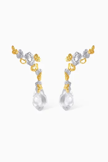 Mini Riverstone Mix Earrings in 925 Sterling Silver & 24kt Gold