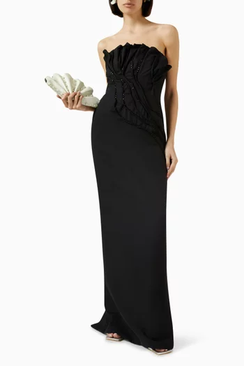 Branchage Maxi Dress in Cotton-linen