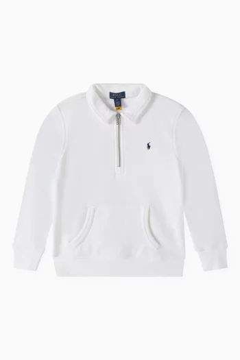 Embroidered-pony Zip Sweatshirt in Cotton-blend