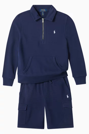 Embroidered-pony Zip Sweatshirt in Cotton-blend