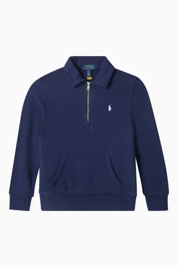 Embroidered-pony Zip Sweatshirt in Cotton-blend