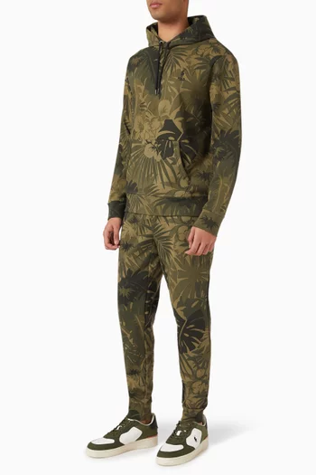 Printed Drawstring Hoodie in Cotton