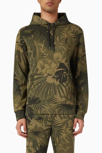 Printed Drawstring Hoodie in Cotton