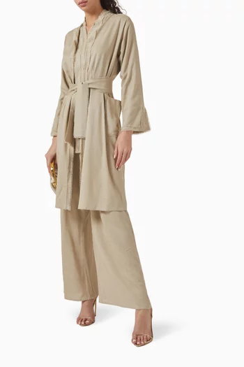 4-piece Coat & Pants Set in Linen