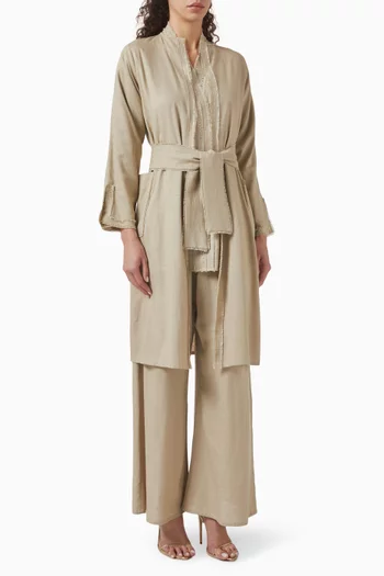 4-piece Coat & Pants Set in Linen