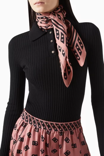 Logo Monogram Scarf in Silk