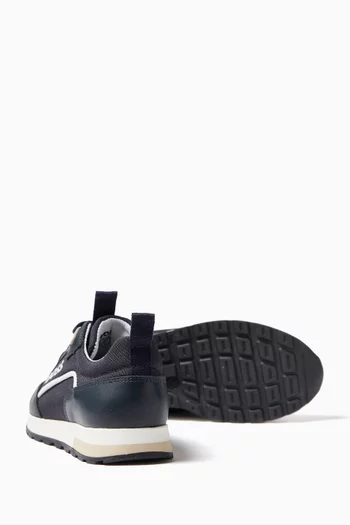 Logo-print Sneakers in Leather & Canvas
