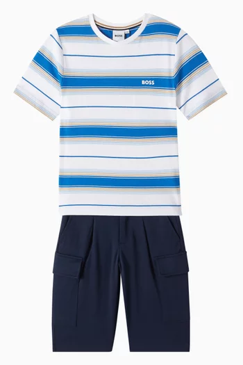 Striped Logo T-shirt in Cotton-jersey