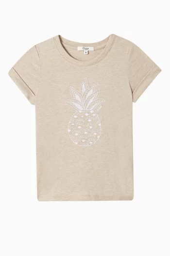 Embroidered Pineapple T-shirt in Organic Cotton
