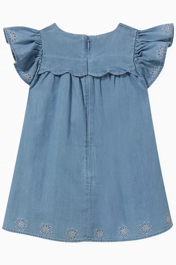 Gathered Dress in Organic Cotton Denim