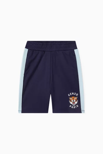 Tiger Embroidered Bermuda Shorts in Cotton