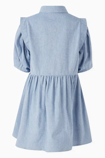 Logo-print Shirt Dress in Cotton-chambray