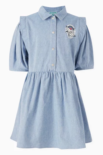 Logo-print Shirt Dress in Cotton-chambray