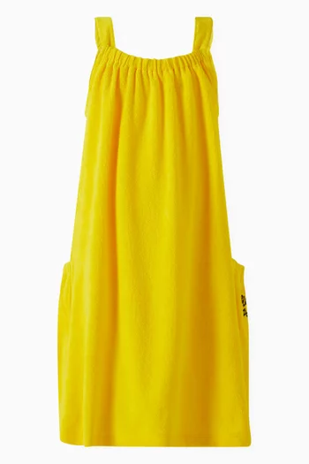 Sun Flower Embroidered Dress in Cotton Terry