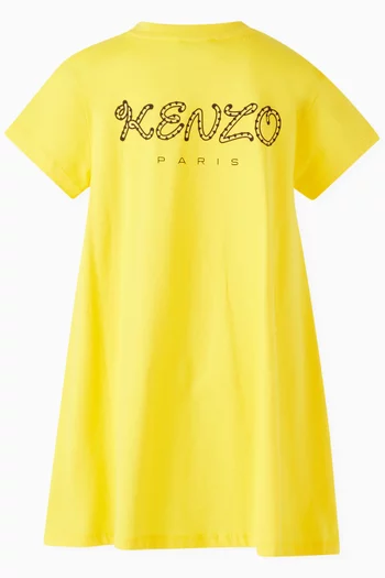 Tiger-embroidered T-shirt Dress in Organic Cotton