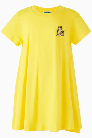 Tiger-embroidered T-shirt Dress in Organic Cotton