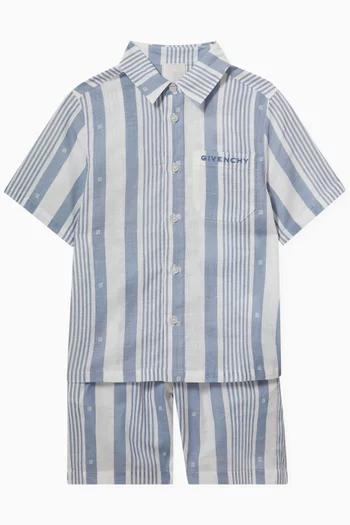 Striped Shirt & Shorts Set in Cotton