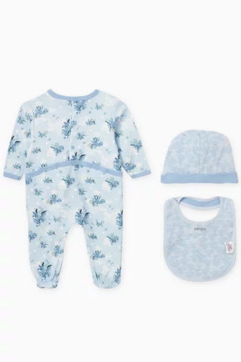 Jungle-print Sleepsuit Set in Organic Cotton