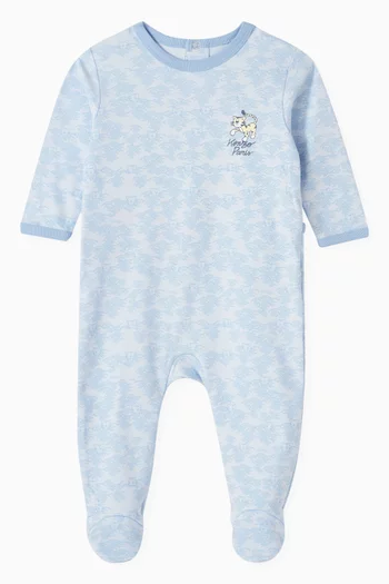 Seigaiha-print Sleepsuit in Organic Cotton